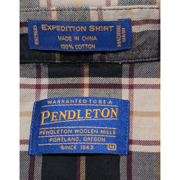 Pendleton Expedition Shirt Mens Medium Plaid Button Down Long Sleeve Cotton - Picture 7 of 10